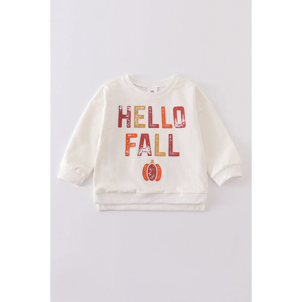 White hello fall sweatshirt